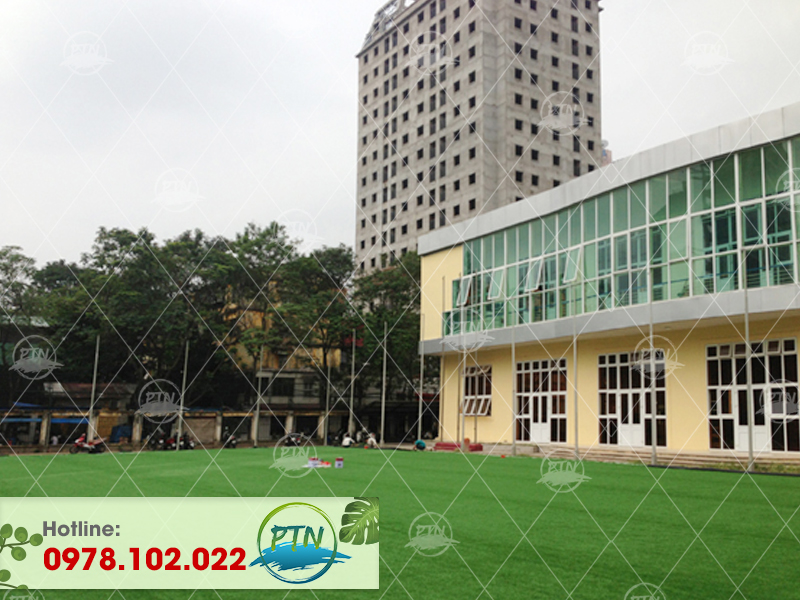 Thi công sân cỏ nhân tạo trường thể dục thể thao Ba Đình